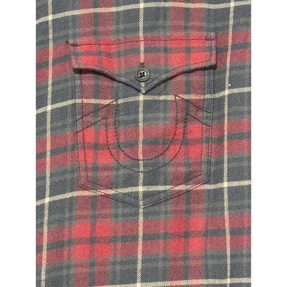Men's True Religion Flannel Plaid Button Up Western Shirt, Size L - Picture 5 of 9